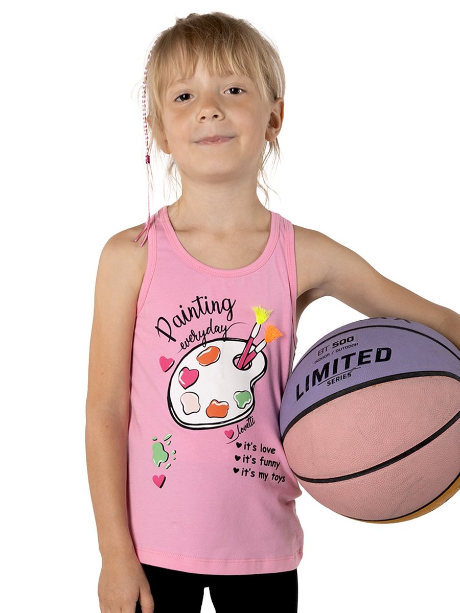 Podkoszulka dziewczęca bokserka bawełniana z aplikacją 3D różowa 98-104 YOCLUB