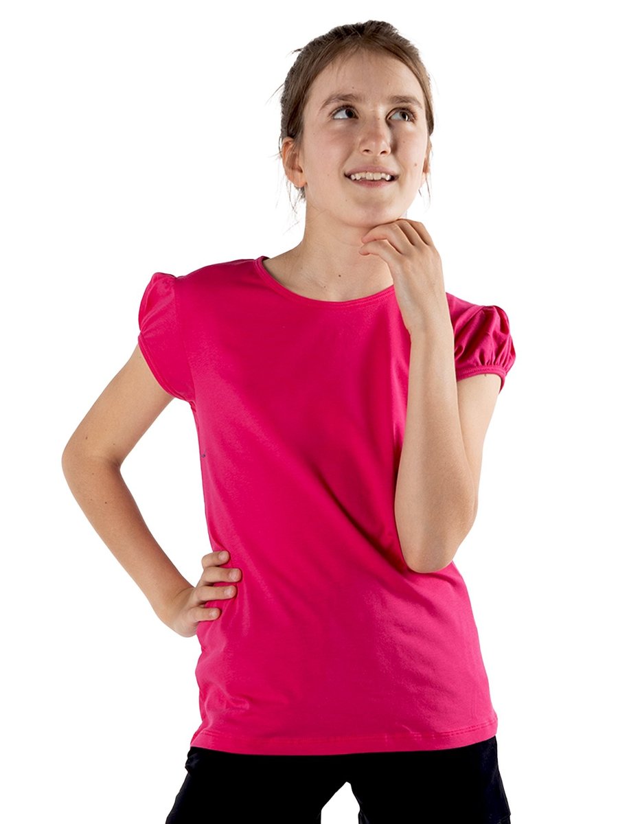 Koszulka dziewczęca t-shirt bawełniany fuksja 146-152 YOCLUB