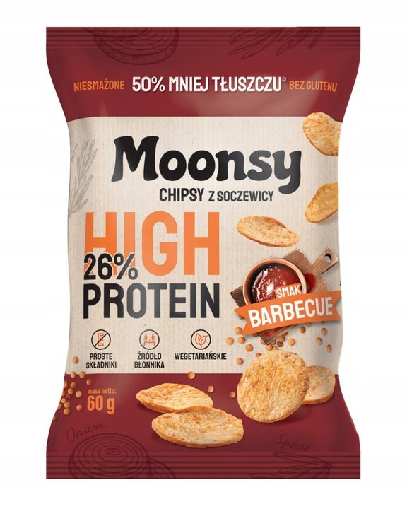 Eurowafle Moonsy Chipsy z soczewicy o smaku Barbecue 60 g