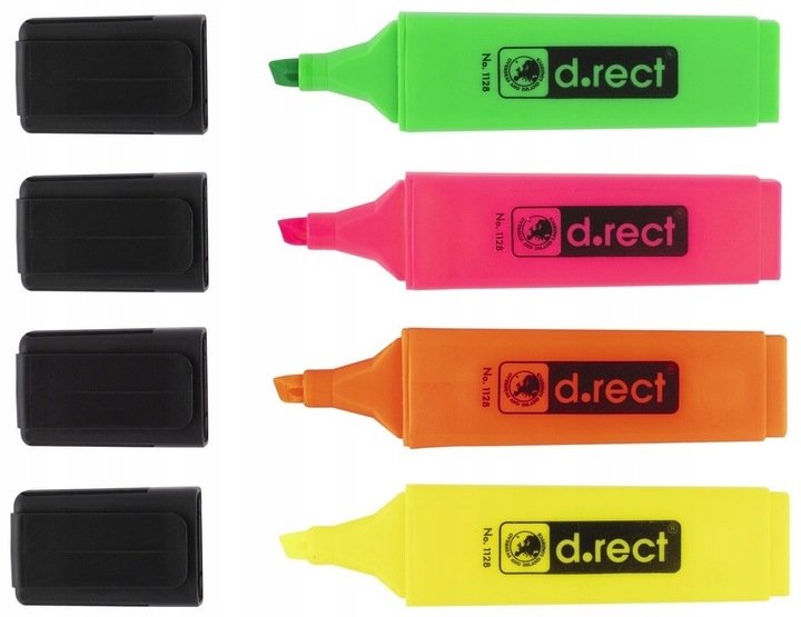 Zakreślacze D.rect 1128 etui mix kolorów 4 szt.