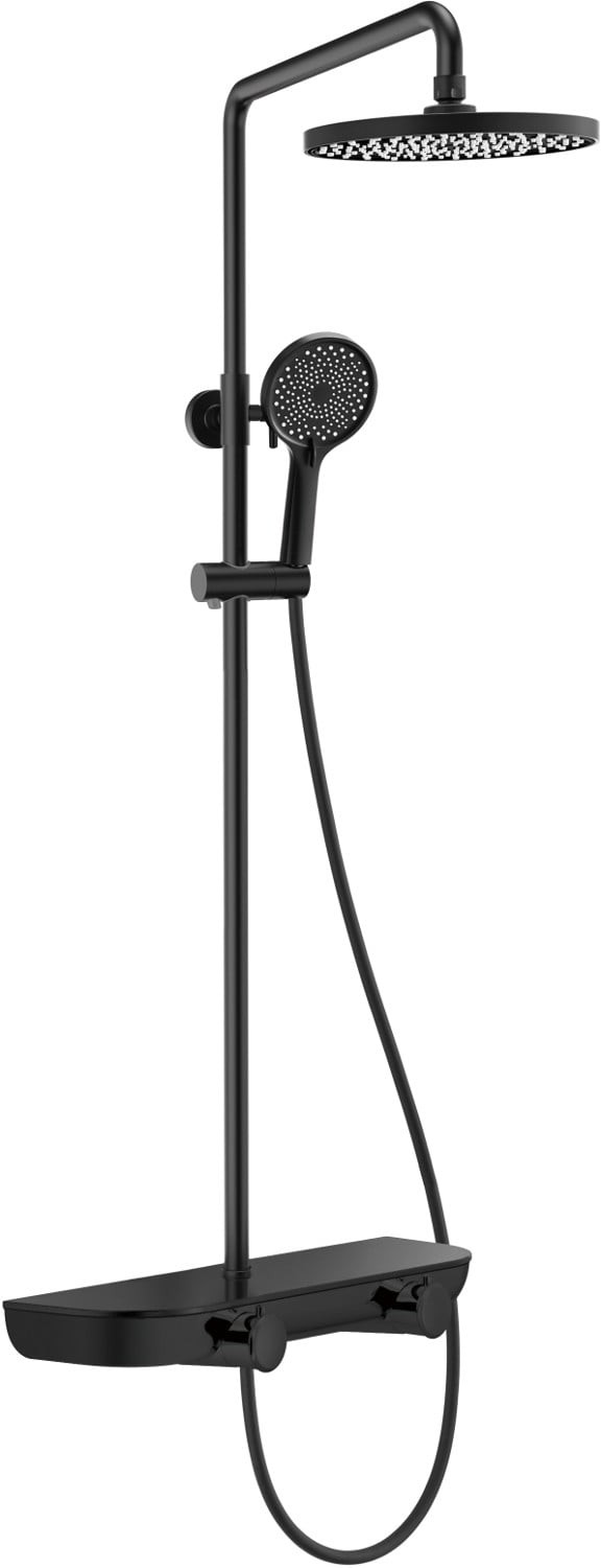 Mexen Axis zestaw prysznicowy natynkowy z deszczownicą i baterią, czarny - 78112-70