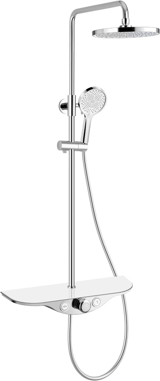 Mexen Exxo zestaw prysznicowy natynkowy z deszczownicą i baterią, chrom/biały - 78113-20