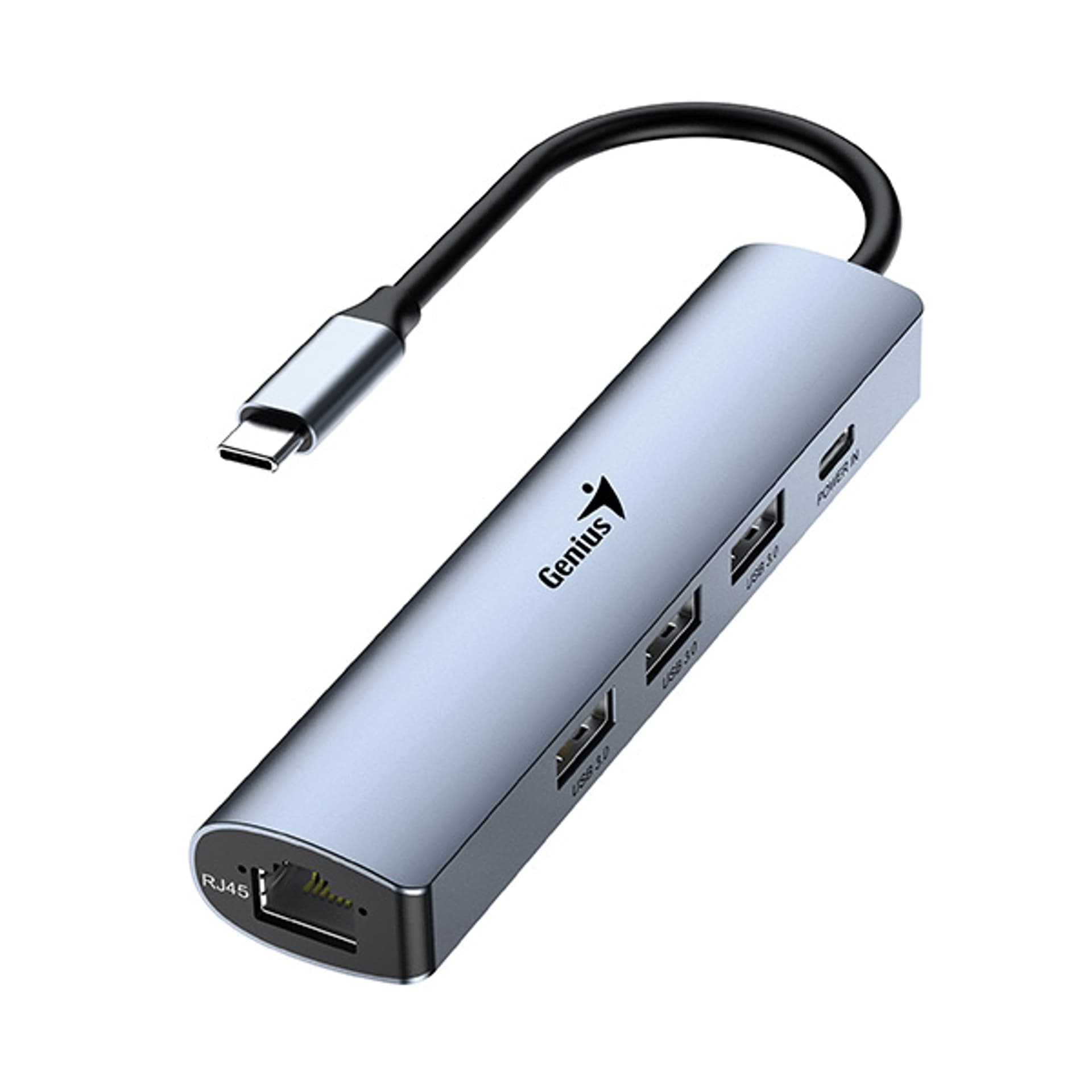 USB (3.0) hub 4-port, UH-545, szary, Genius, 3x USB 3.0, 1x RJ45