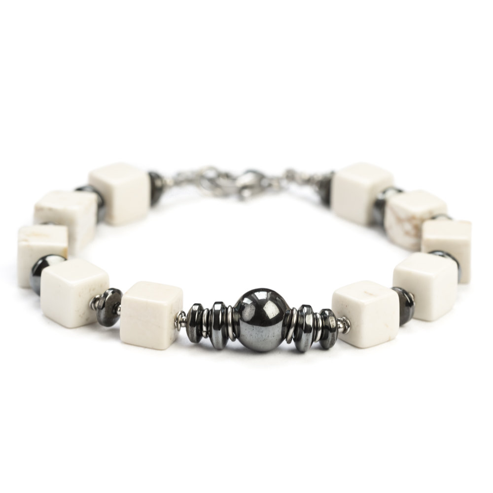 Bransoletka howlit, hematyt stal chirurgiczna unisex