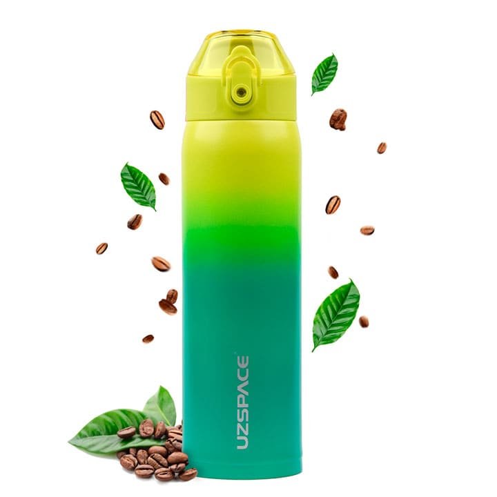 Kubek termiczny stalowy 500ml Termos z ustnikiem żółto-zielony