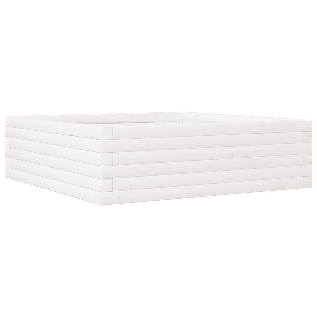 vidaXL Donica ogrodowa, biała, 80x80x23 cm, lite drewno sosnowe