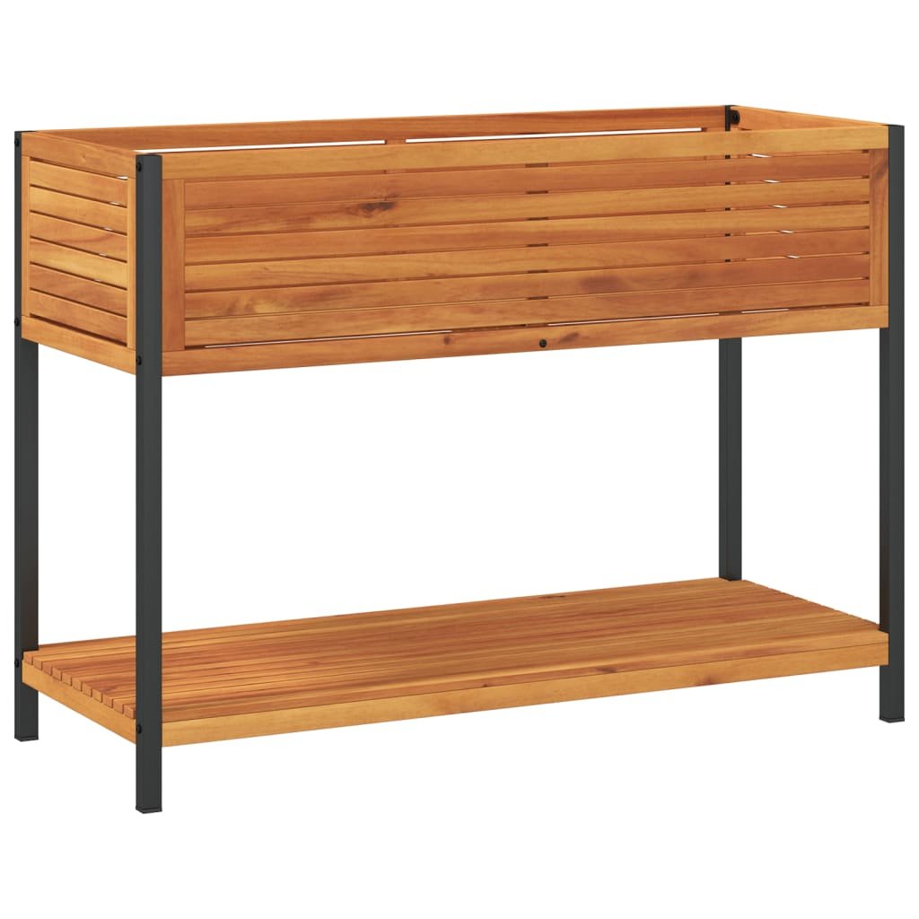 vidaXL Donica ogrodowa z półką, 110x45x80 cm, drewno akacjowe i stal