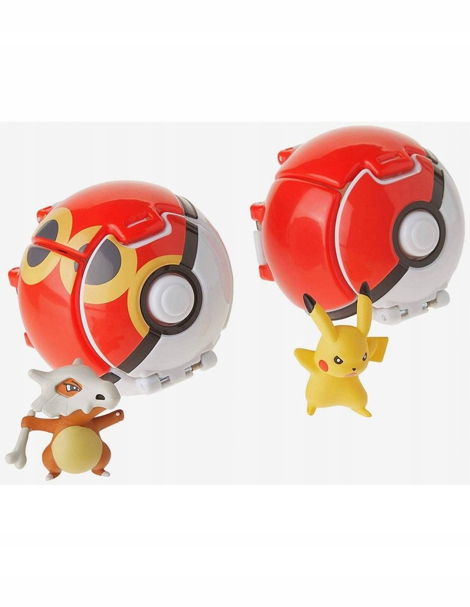 POKEMON ZESTAW 2 X POKEBALL + figurka bitewna 5 cm PIKACHU i CUBONE