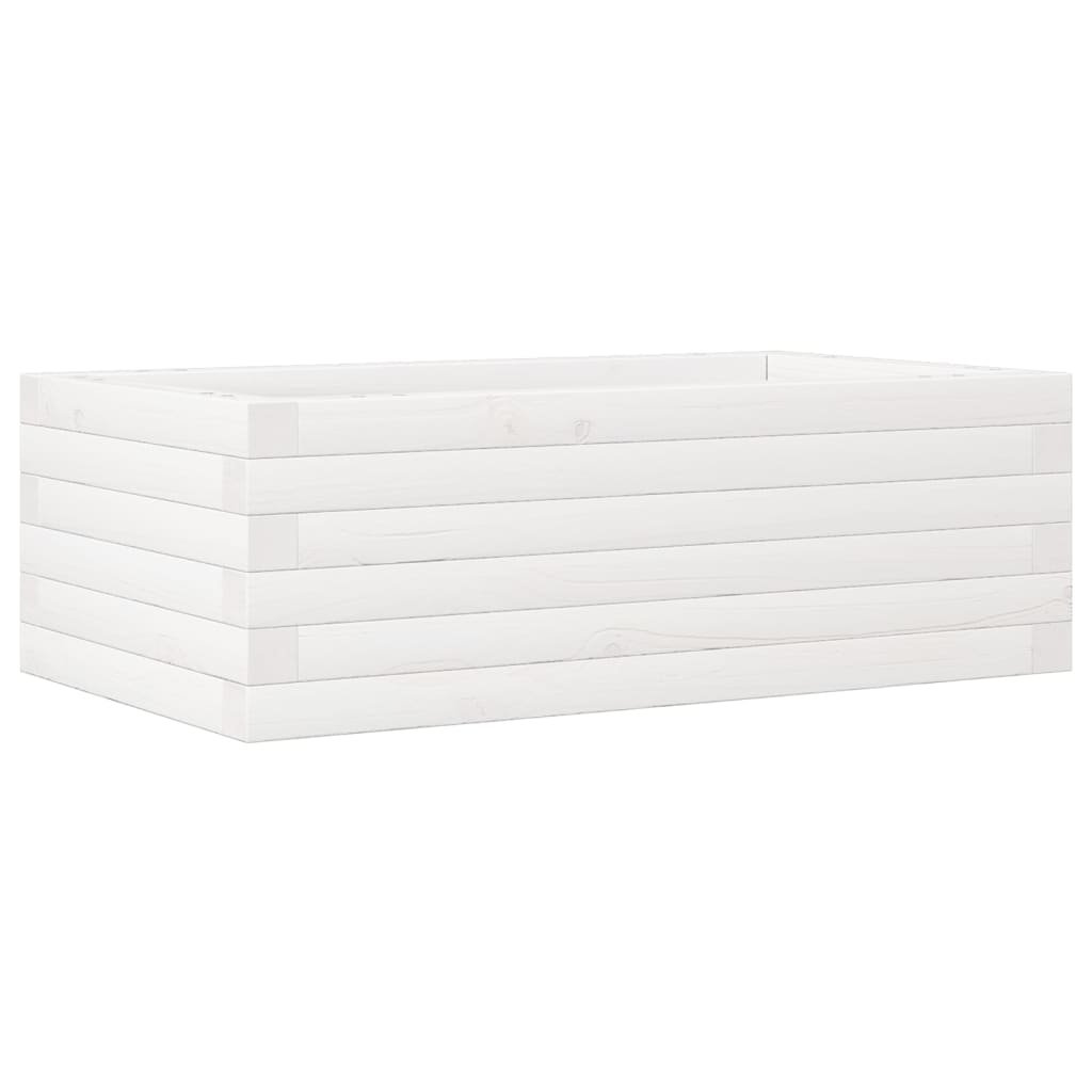 vidaXL Donica ogrodowa, biała, 70x40x23 cm, lite drewno sosnowe