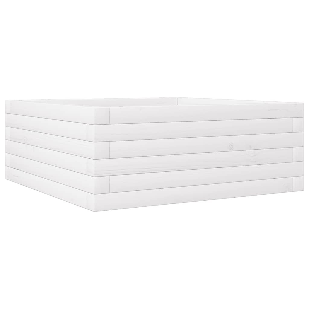 vidaXL Donica ogrodowa, biała, 60x60x23 cm, lite drewno sosnowe