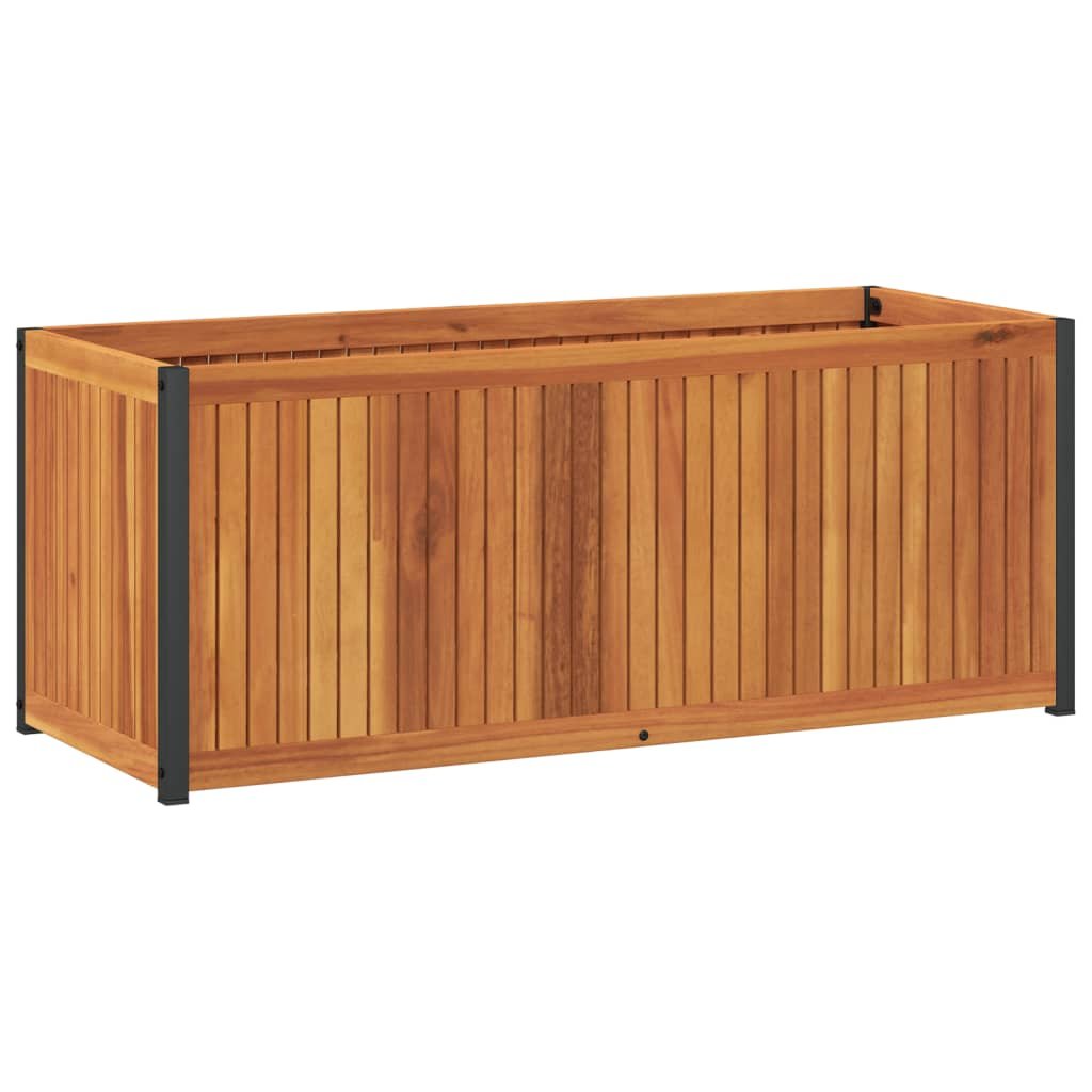 vidaXL Donica ogrodowa, 110x45x44 cm, lite drewno akacjowe i stal