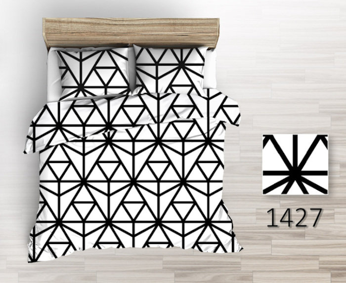 Pościel bawełniana 140x200 geometria na bieli