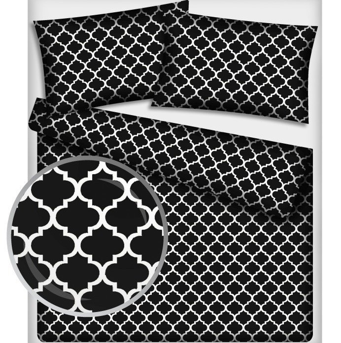 Pościel bawełniana 140x200 maroko czarne