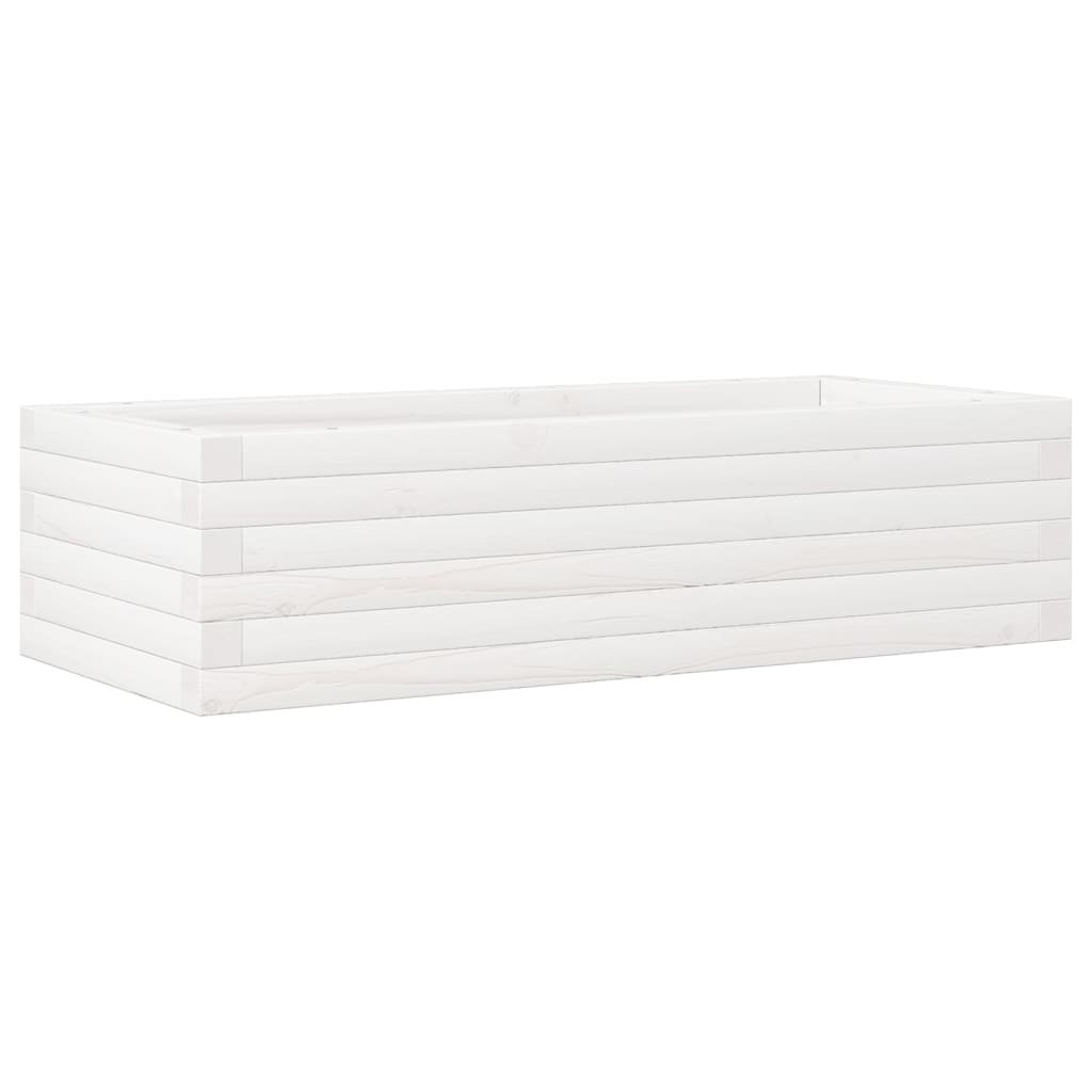 vidaXL Donica ogrodowa, biała, 90x40x23 cm, lite drewno sosnowe