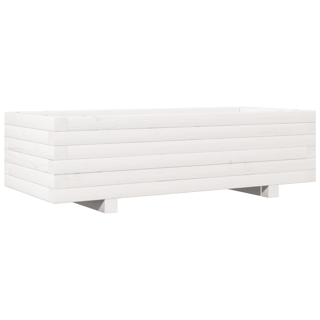 vidaXL Donica ogrodowa, biała, 90x40x26,5 cm, lite drewno sosnowe
