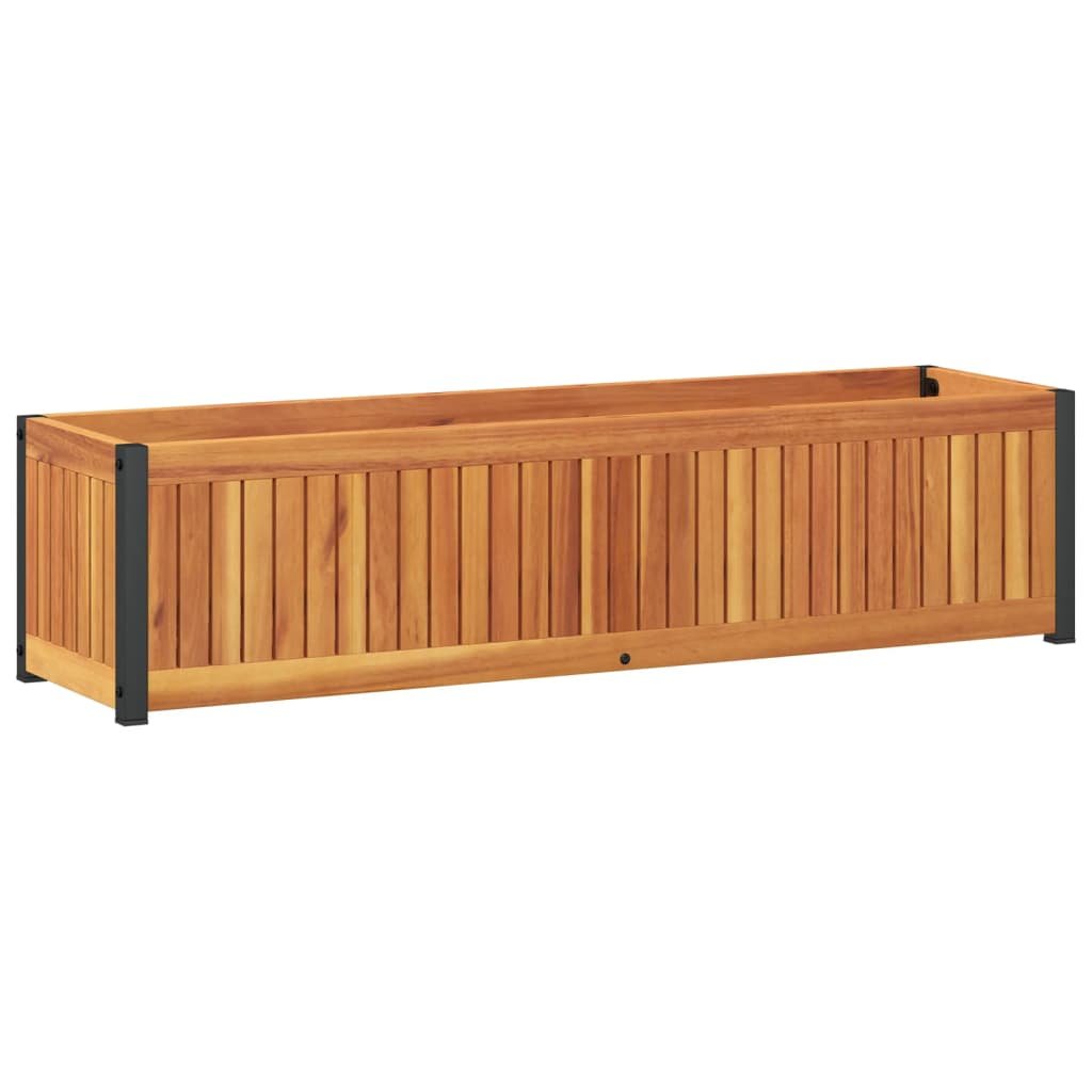 vidaXL Donica ogrodowa, 110x30x27,5 cm, lite drewno akacjowe i stal