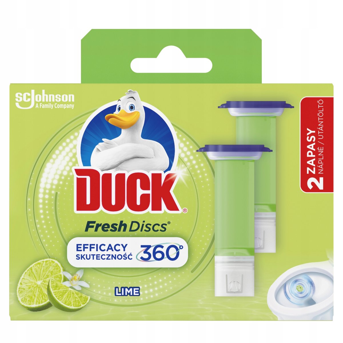Duck - Żelowe Krążki Do Wc O Zapachu Limonkowym Zapas 2Szt