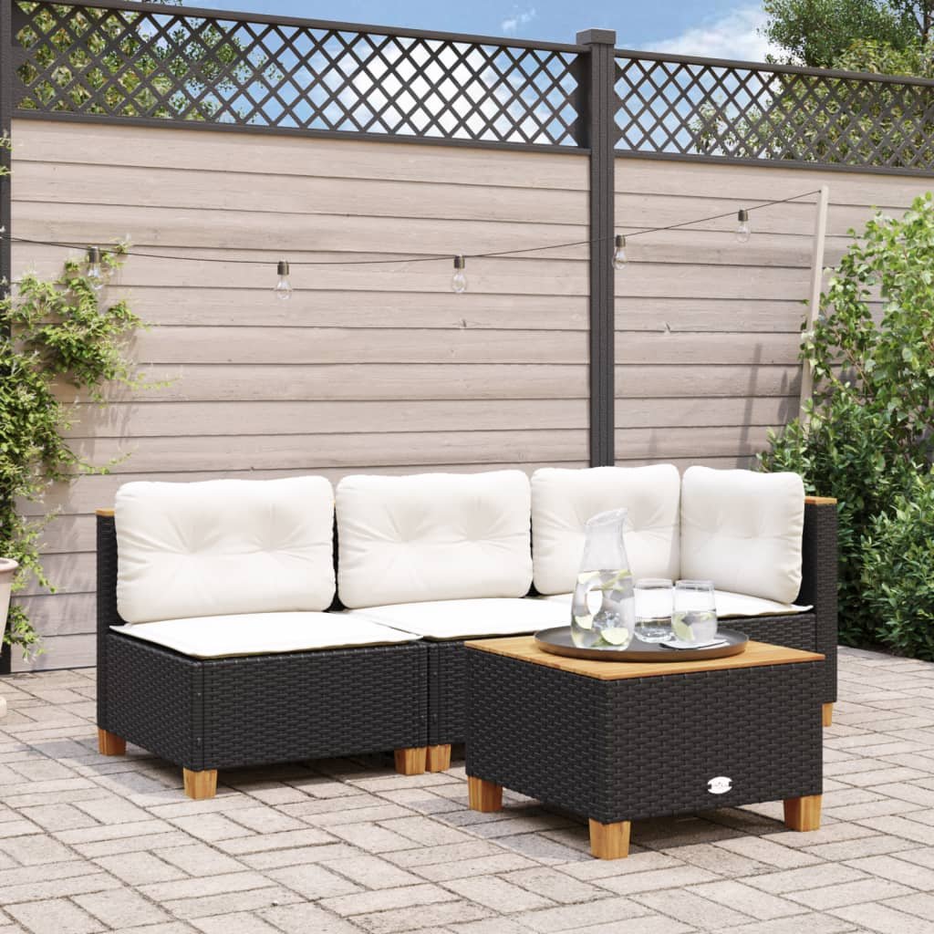 vidaXL Stolik ogrodowy, czarny, 55x55x36 cm, polirattan i akacja