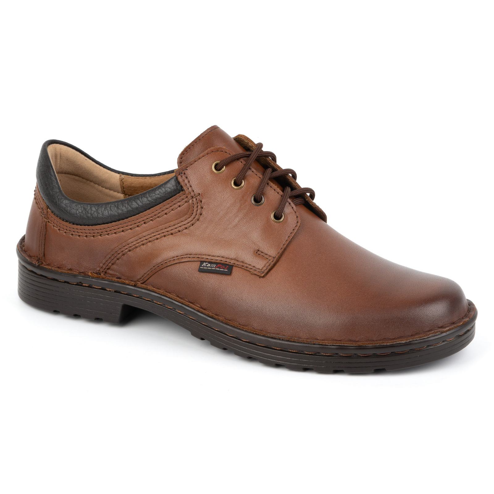 Buty męskie skórzane casual 11/C1 brązowe - KAMPOL