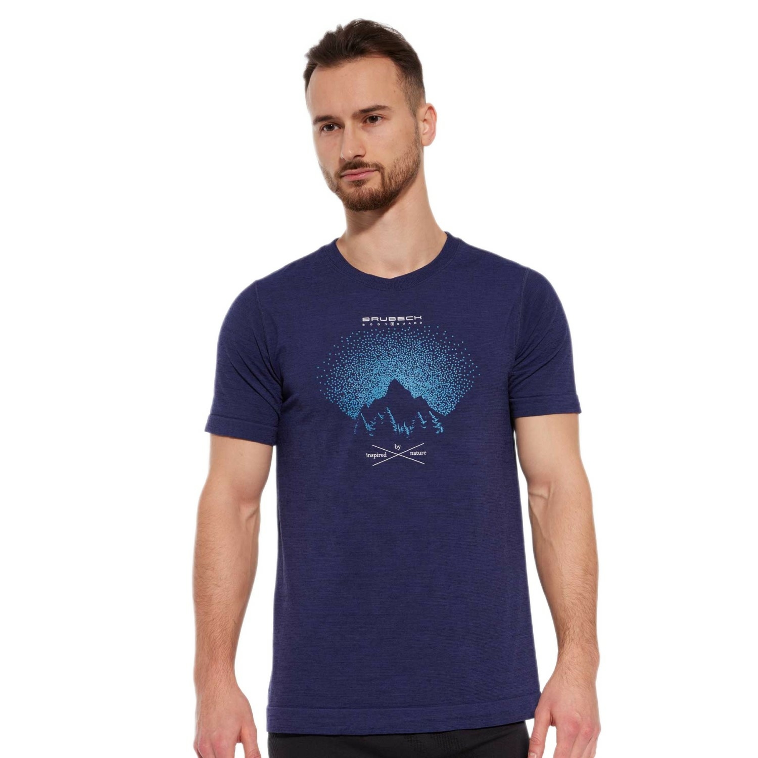 Męska koszulka Brubeck Outdoor Wool Pro SS ciemnoniebieski - S