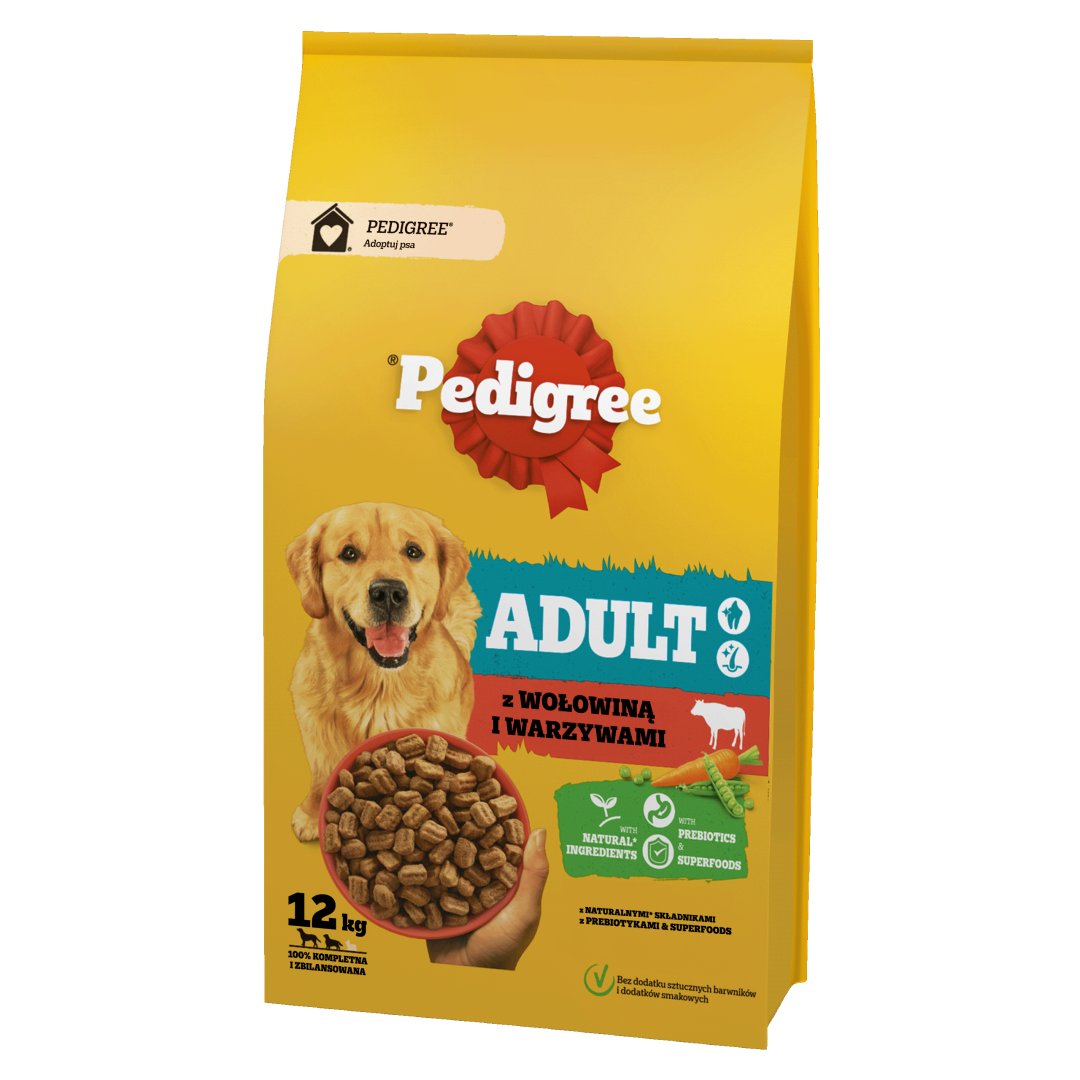 Pedigree Adult 12kg Z Wołowiną I Warzywami Sucha Karma Dla Psów Średnich I Dużych Ras