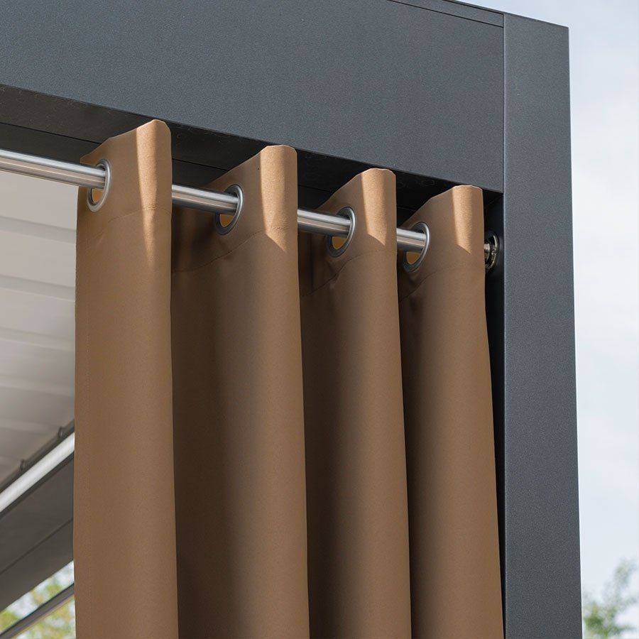 Gotowa zasłona tarasowa na przelotkach Gardenia, kolor ciepły brązowy, dostępna w rozmiarze 140x200 cm