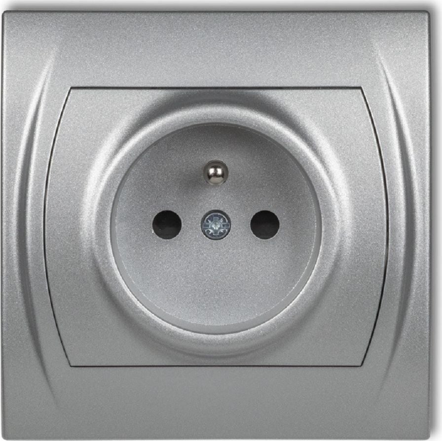 Karlik elektrotechnik LOGO Gniazdo pojedyncze z/u 2P+Z srebrny metalik 7LGP-1z 7LGP-1zp