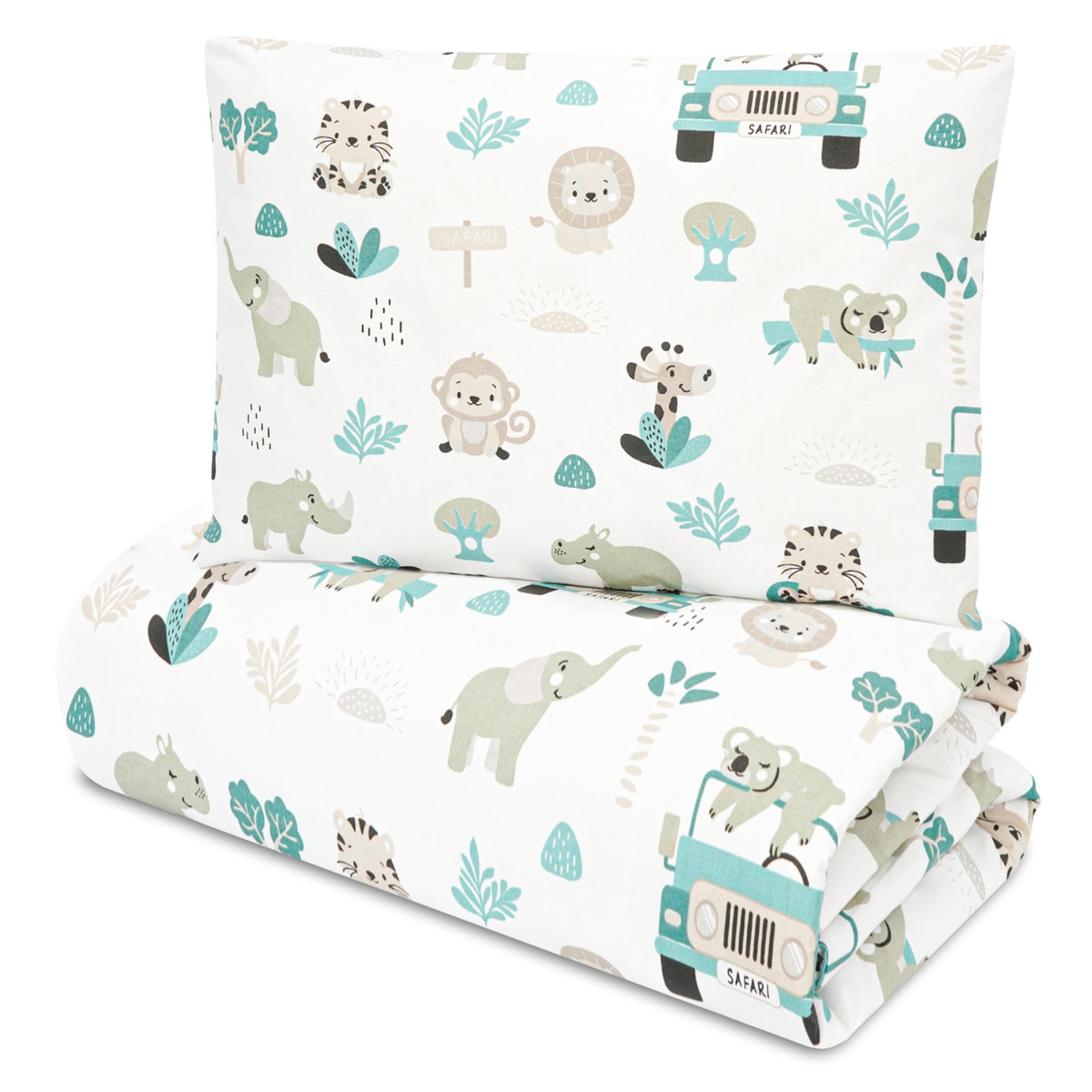 Kołdra dziecięca komplet z poduszką 135x100 cm - Pościel dziecięca z poduszką z bawełnianą poszewką afryka