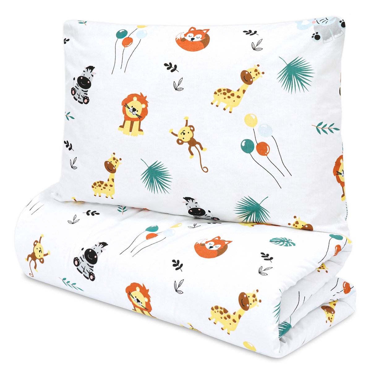 Kołdra dziecięca komplet z poduszką 120x90 - Pościel dziecięca z poduszką z bawełnianą poszewką safari