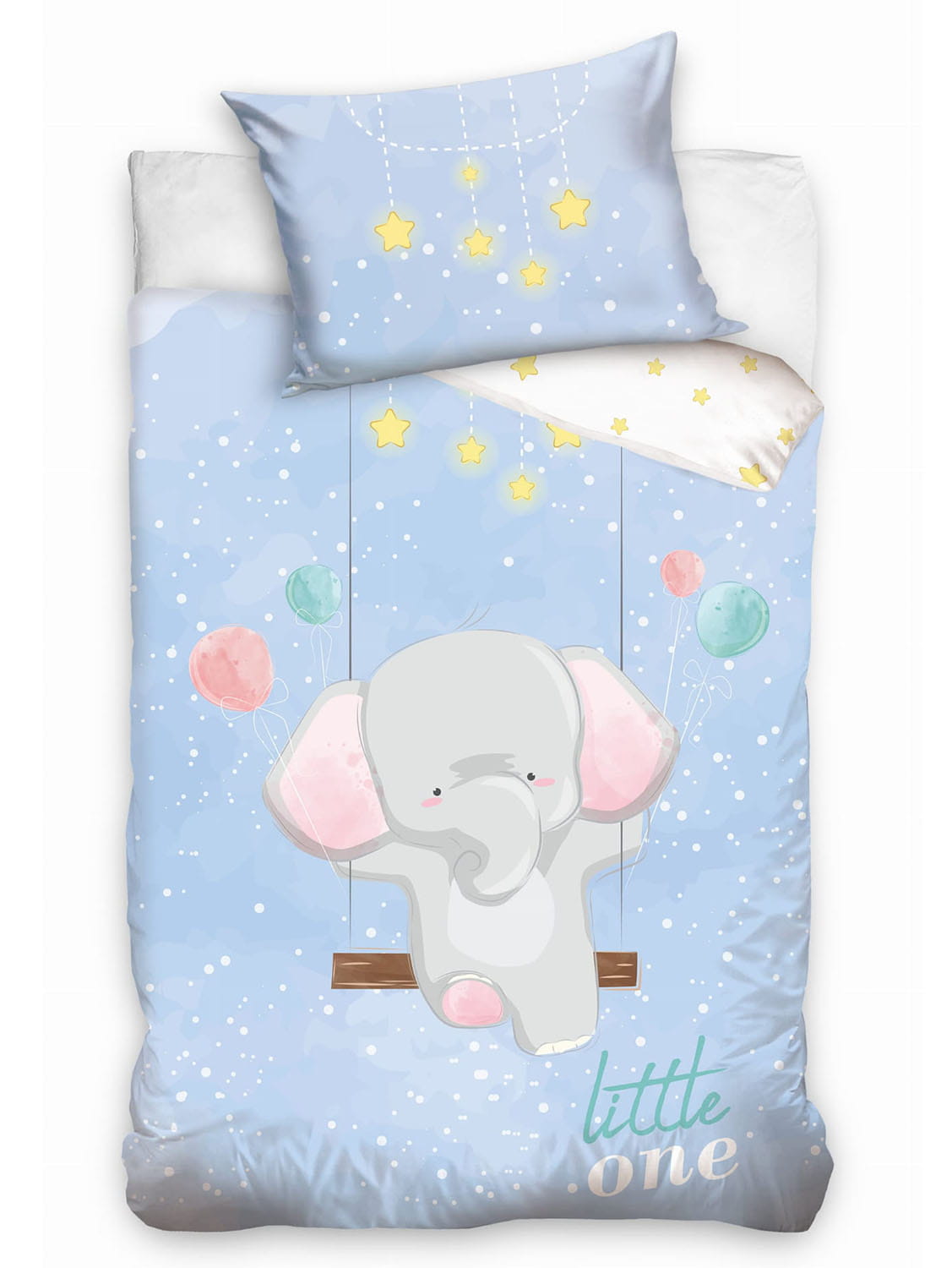 Pościel bawełna 90x120 Baby Słonik niebieski