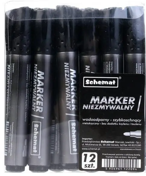 Marker permanentny okrągły czarny (12szt) - Schemat