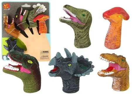 Pacynki na palce dinozaury kolorowe 5 szt - Leantoys