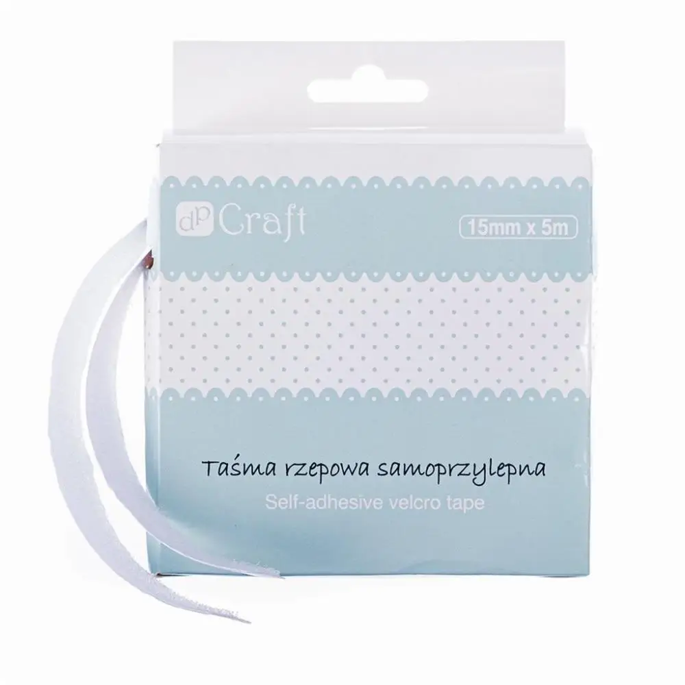 Taśma rzepowa samoprzylepna biała 15mm x 5m - Dalprint