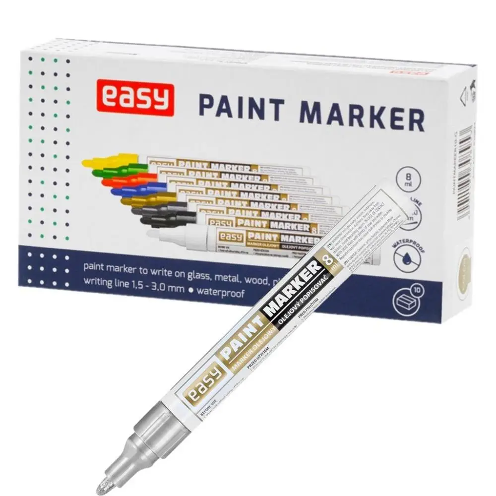 Marker olejowy srebny 8,5ml (10szt) EASY - Easy Stationery