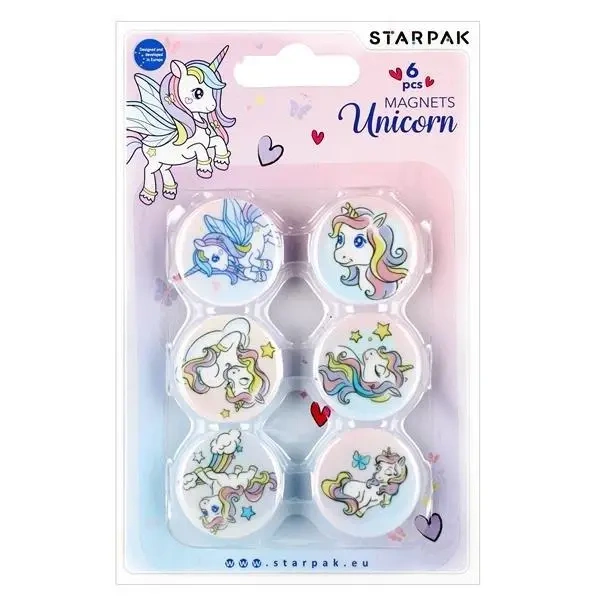 Magnes kolorowy unicorn 30mm 6 sztuk - STARPAK