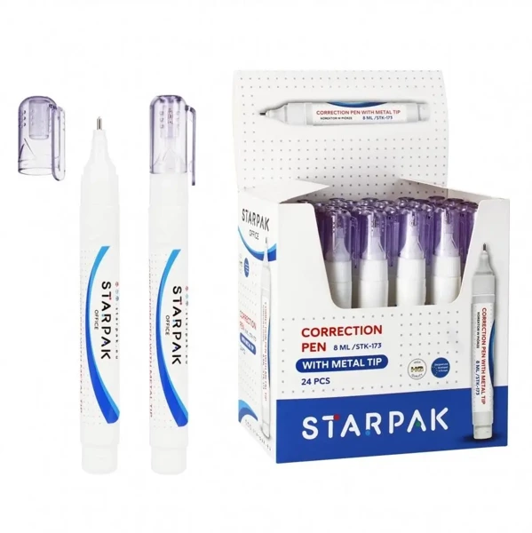 Korektor w piórze z metalową końcówką 8ml (24szt) - STARPAK