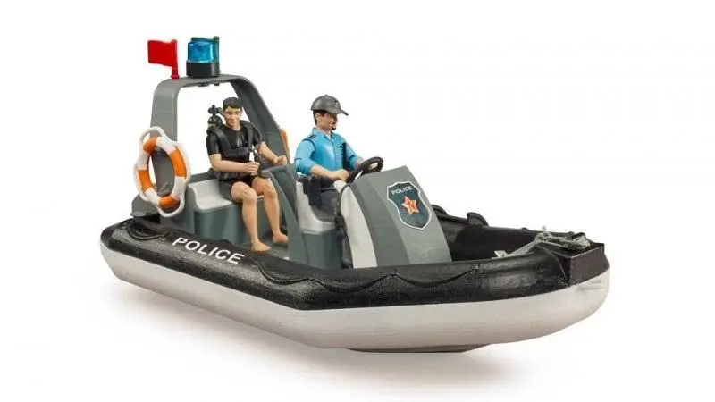 Policyjna łódź motorowa z figurką policjanta - Bruder