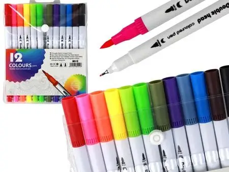 Pisaki dwustronne w organizerze 12szt - Leantoys