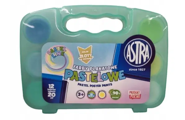 Farby plakatowe pastelowe Astra 12 kolorów - ASTRA art-pap