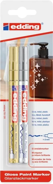 Marker olejowy połyskujący 1-2mm 2 kolory - Edding