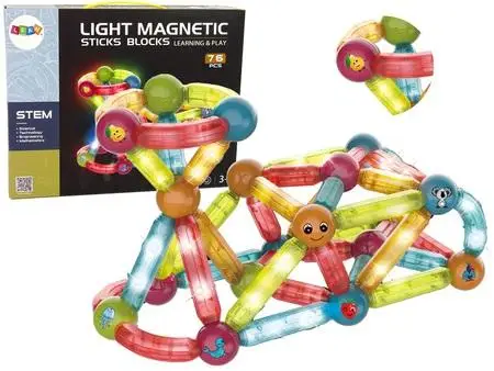 Klocki magnetyczne świecące 76el - Leantoys