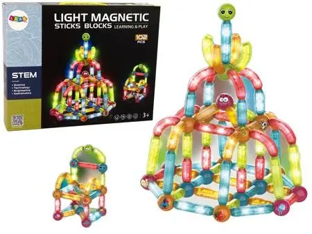 Klocki magnetyczne świecące 102el - Leantoys