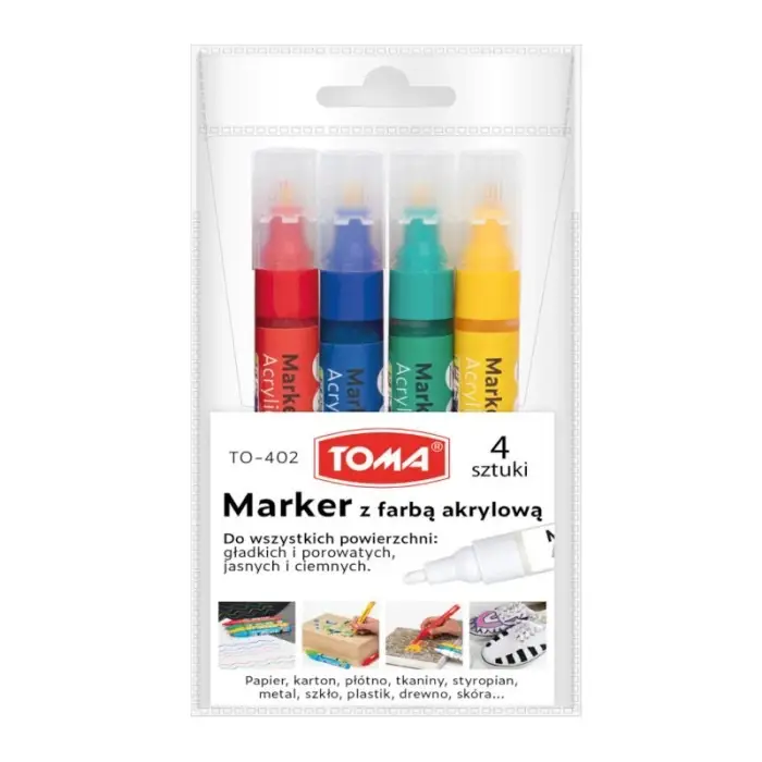 Marker akrylowy okrągła końcówka 2,5mm 4kol - TOMA