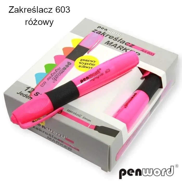 Zakreślacz różowy (12szt) - Penword