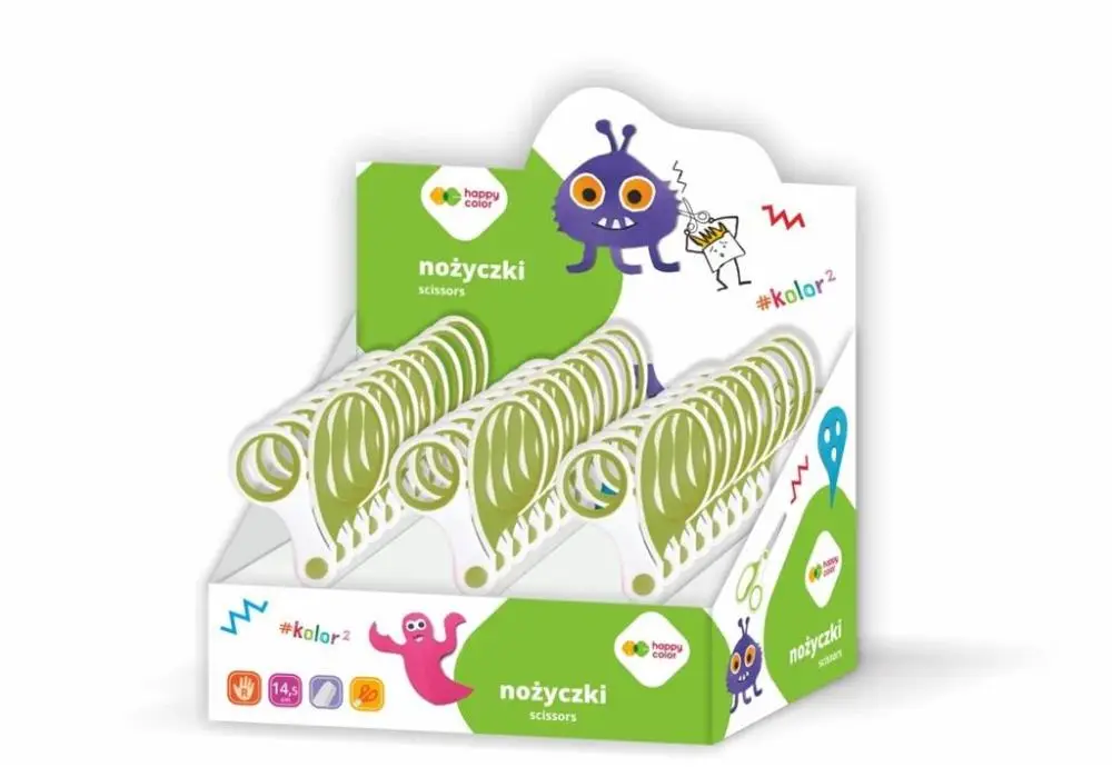Nożyczki szkolne 14,5cm (24szt) HAPPY COLOR - GDD