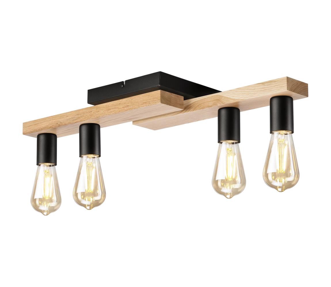 Żyrandol natynkowy MATTE 4xE27/15W/230V czarny/dąb