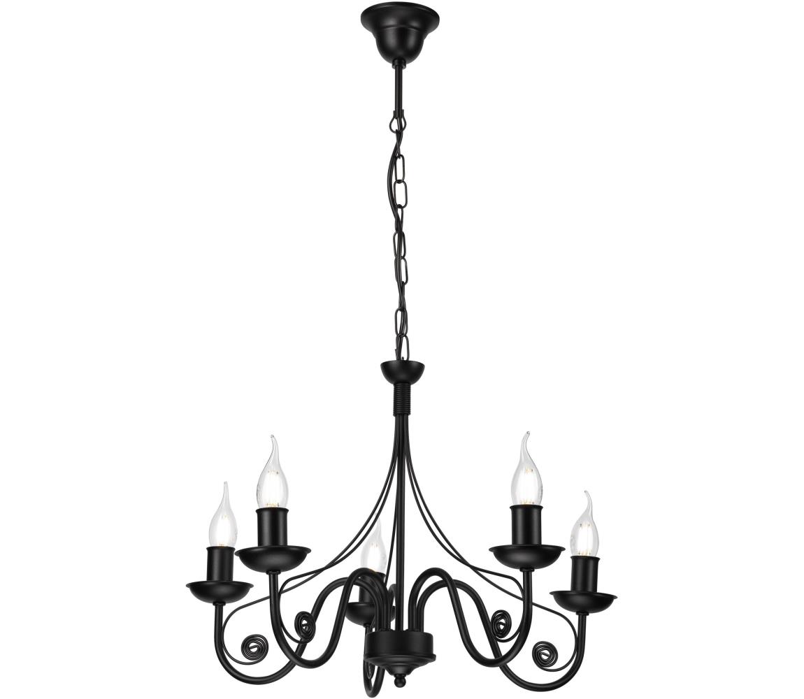 Żyrandol na łańcuchu DONATO 5xE14/40W/230V czarny
