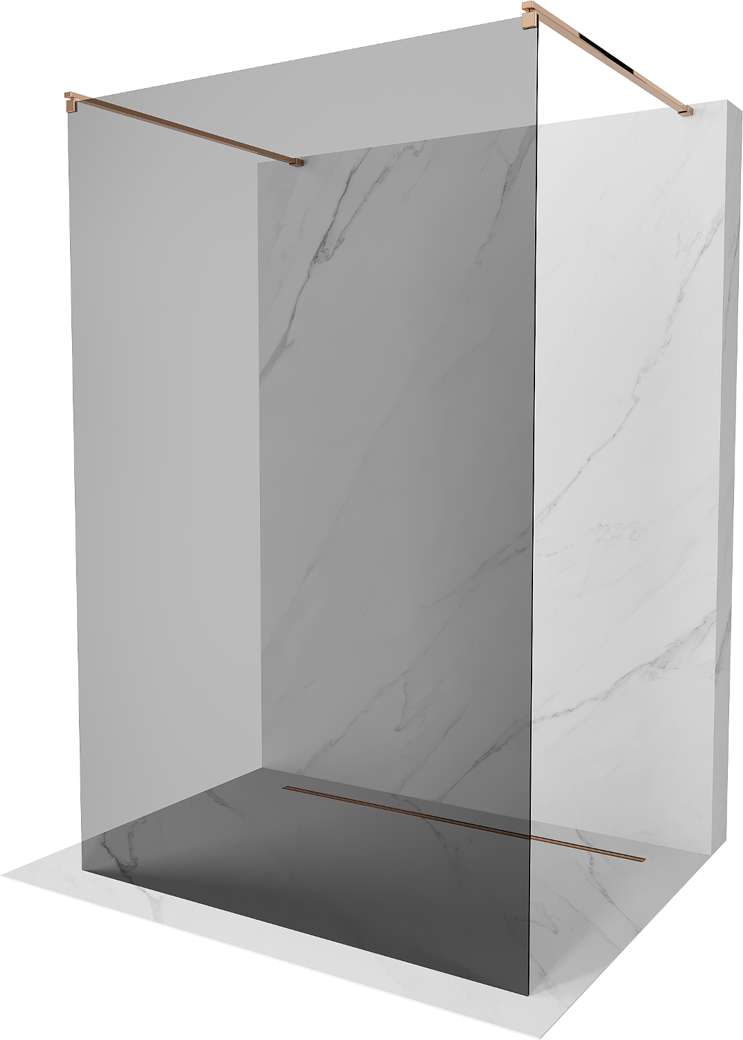 Mexen Kioto ścianka prysznicowa wolnostojąca 110 x 200 cm, grafit 8 mm, różowe złoto - 800-110-002-60-40