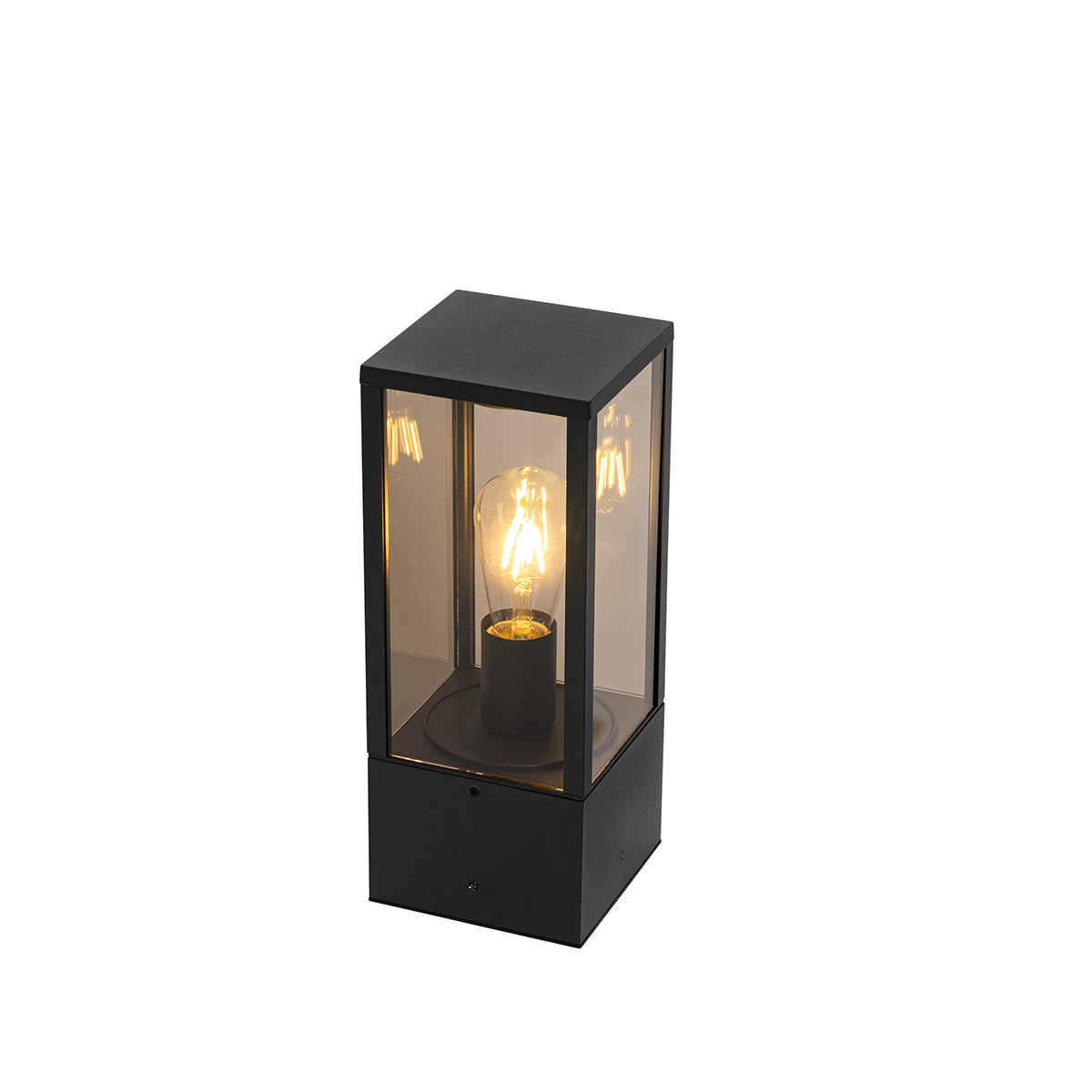 QAZQA Stojąca lampa zewnętrzna czarna przydymiona 40 cm IP44 - Charlois