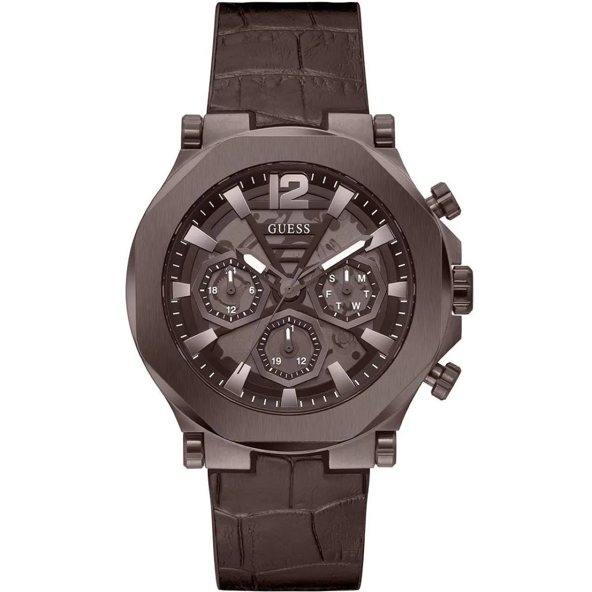 Guess Edge zegarek męski na pasku brązowy GW0492G2